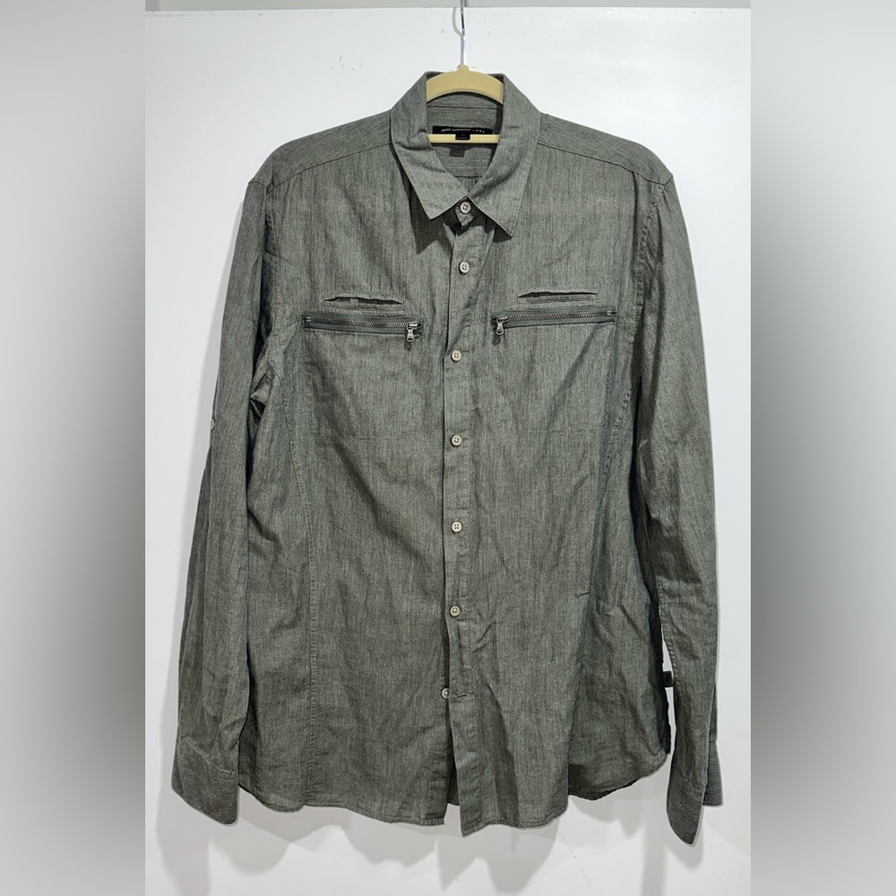 John Varvatos Gray Thin Cotton Long Sleeve Button-Up Shirt